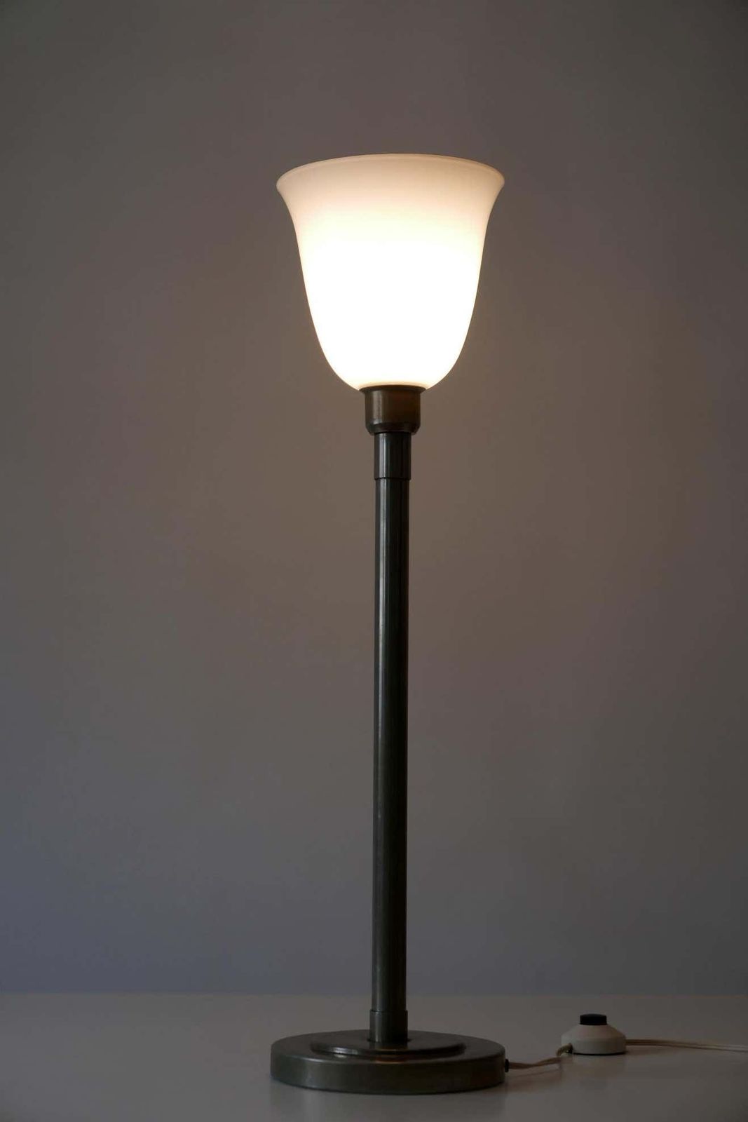 Elegant Art Deco Bauhaus Nickel Plated Brass Table Lamp Or Floor Light, 1930s photo 1361.0