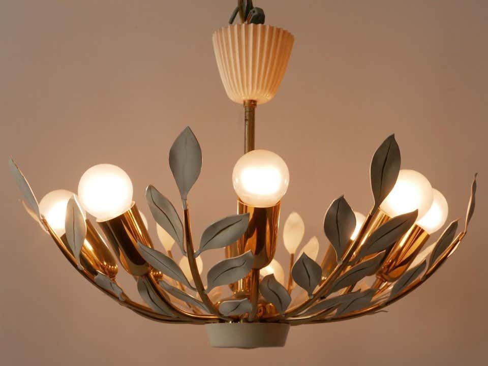 Rare 8 Flamed Sputnik Chandelier Or Pendant Lamp By Vereinigte Werkstätten 1950s photo Lighting