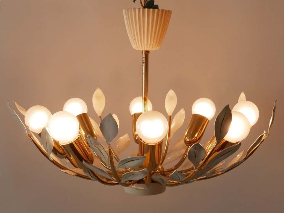 Rare 8 Flamed Sputnik Chandelier Or Pendant Lamp By Vereinigte Werkstätten 1950s photo buy
