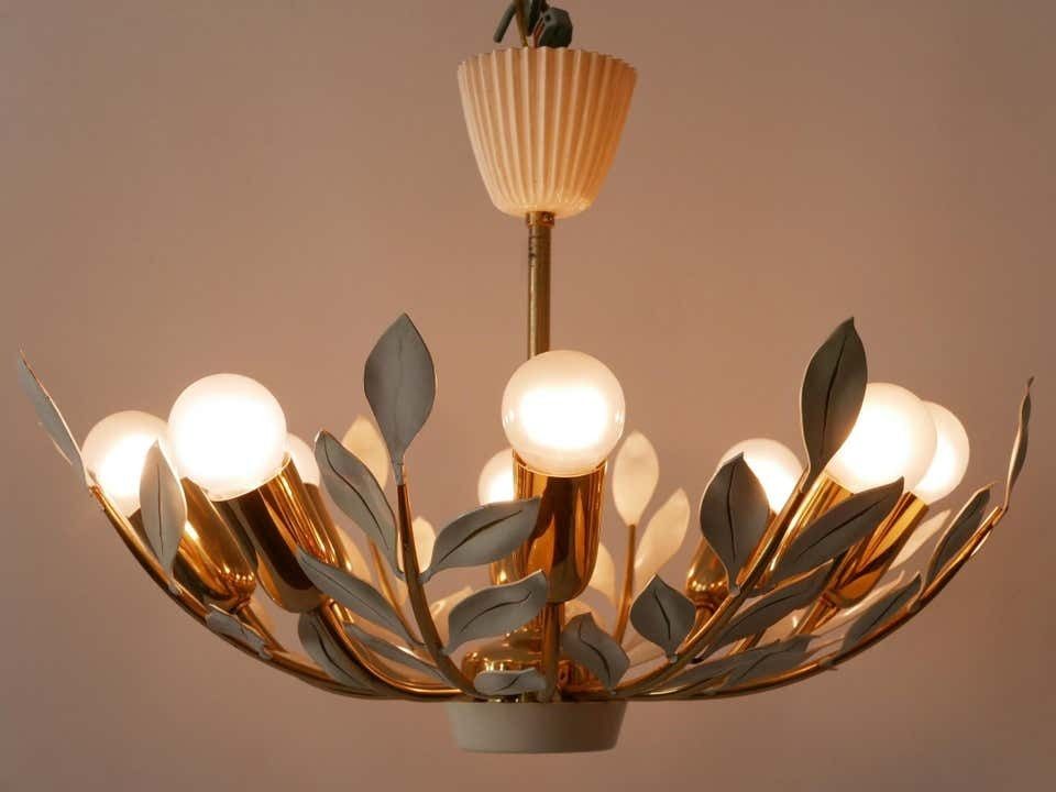 Rare 8 Flamed Sputnik Chandelier Or Pendant Lamp By Vereinigte Werkstätten 1950s photo vintage