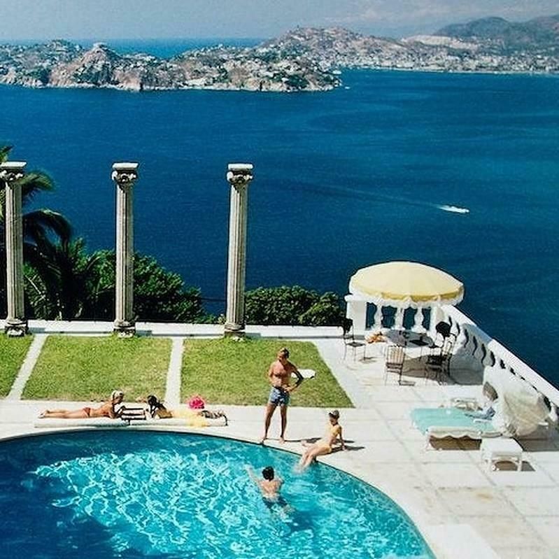 Pool At The Villa Nirvana, Acapulco By Slim Aarons photo furniture