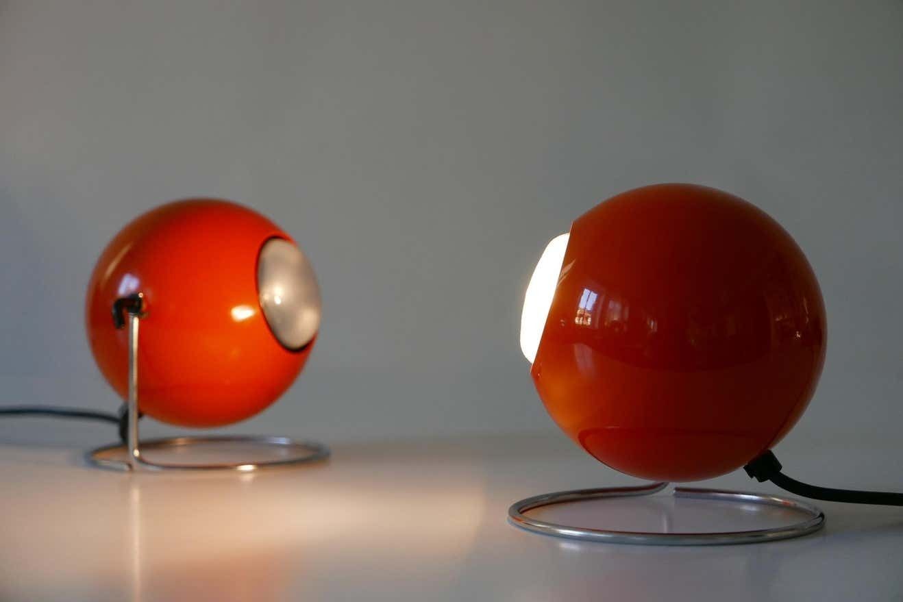 Set Of Two Mid Century Modern Metal ''Eye'' Table Lamps, Erco, 1960s 1970s Germany photo Lighting