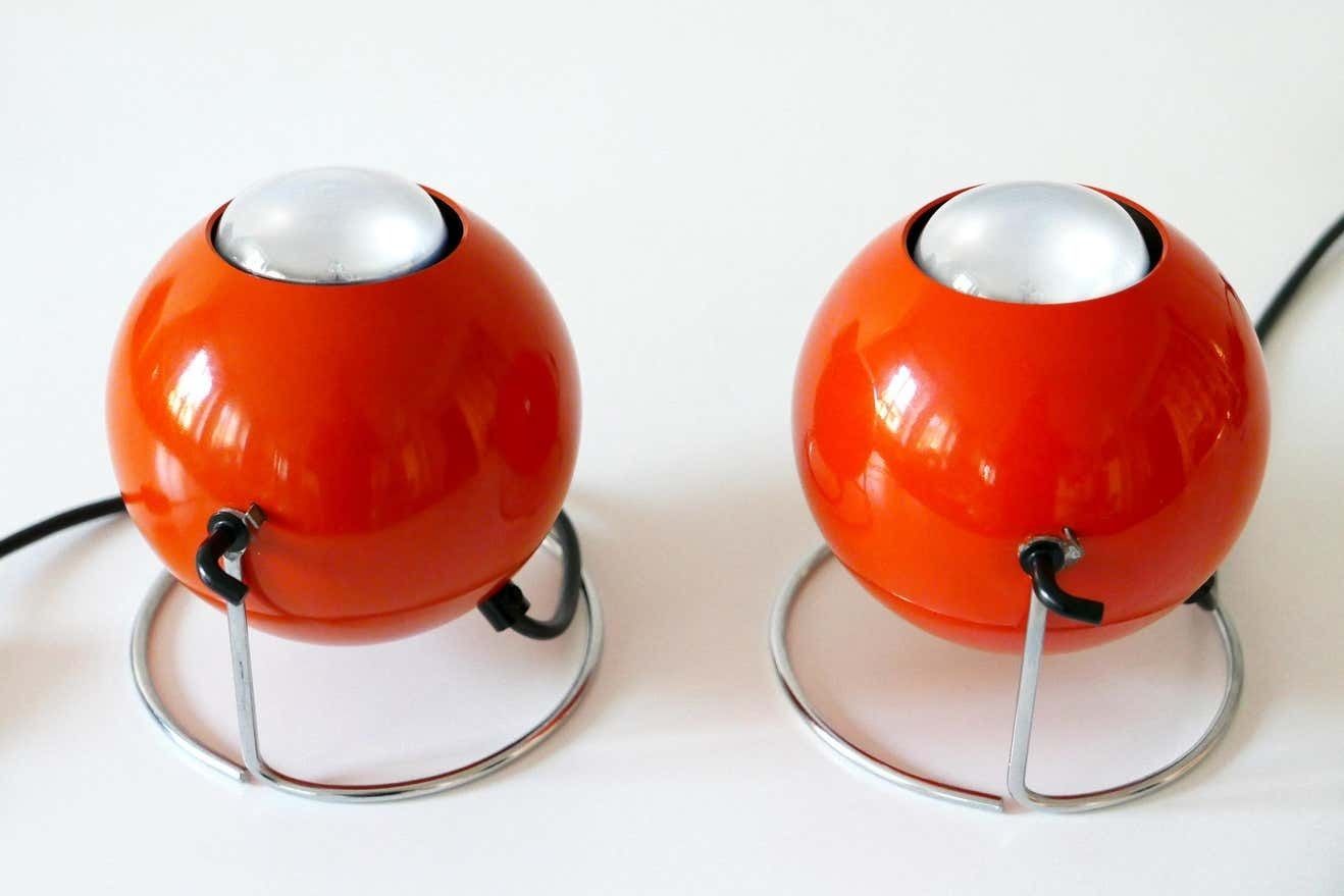 photo for sale Set Of Two Mid Century Modern Metal ''Eye'' Table Lamps, Erco, 1960s 1970s Germany