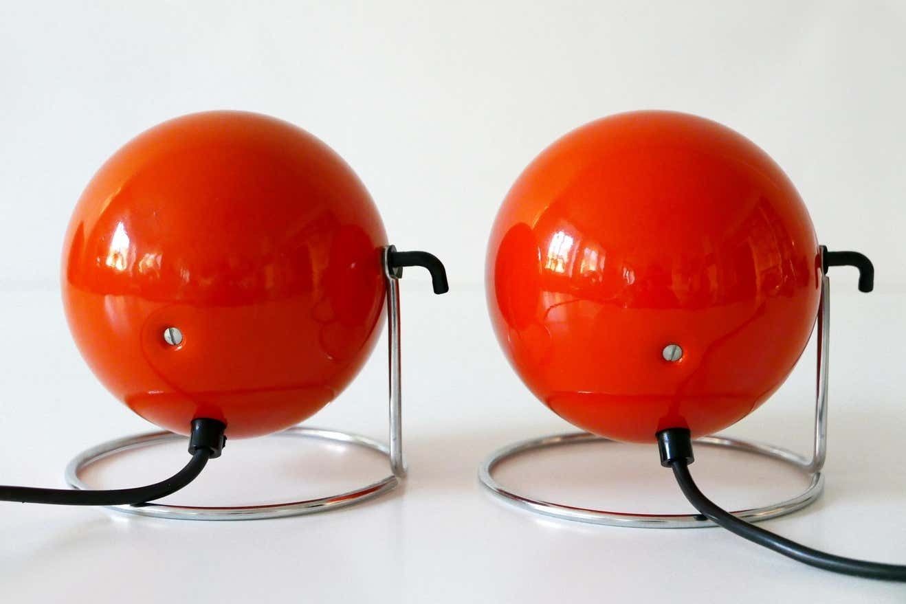 2541.0 Set Of Two Mid Century Modern Metal ''Eye'' Table Lamps, Erco, 1960s 1970s Germany photo