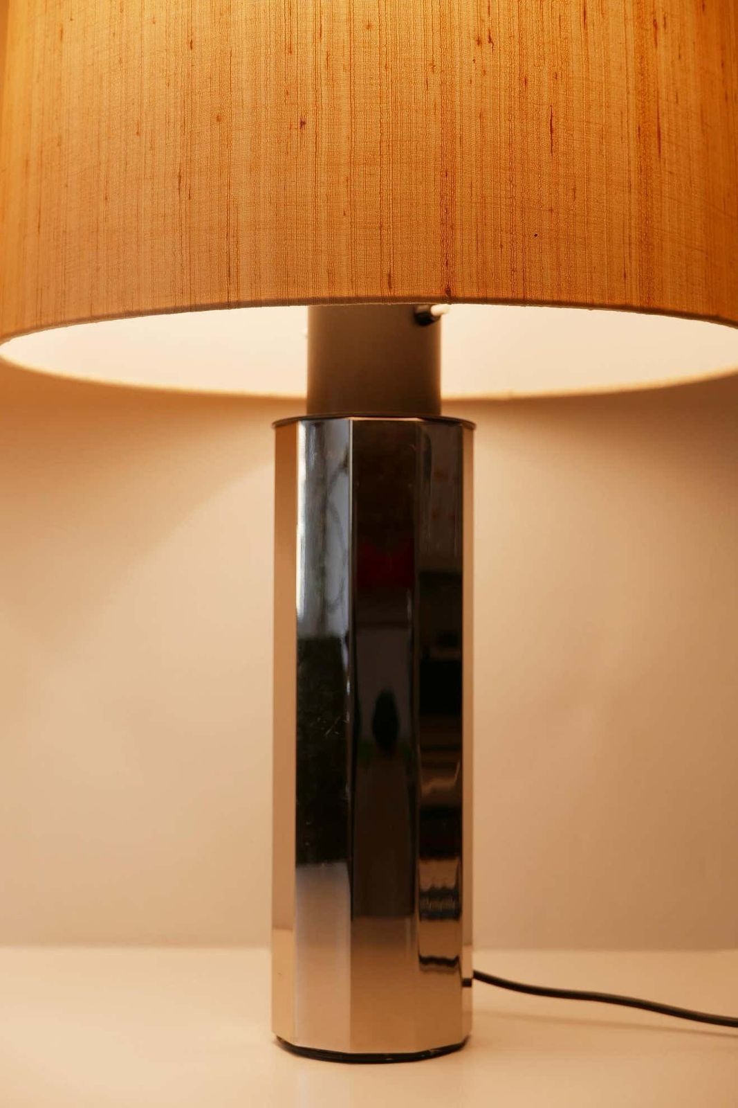 Set Of Two Huge, 5 Flamed Midcentury Decagonal Chrome Table Lamps 1960s, Germany photo buy