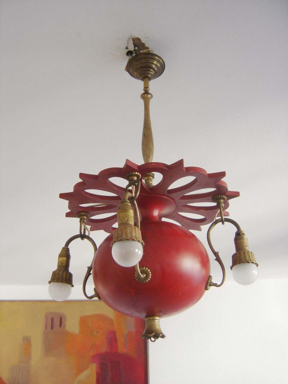 Exceptional Art Nouveau Chandelier Or Pendant Lamp ''Granate Apple'', 1900 Germany photo 4992.0