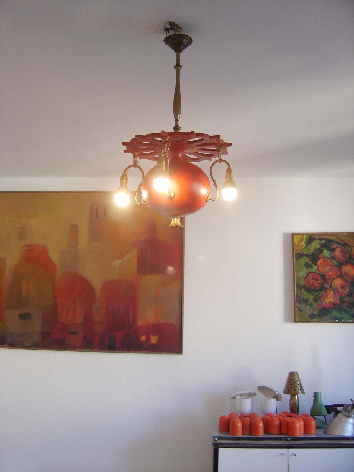 photo for sale Exceptional Art Nouveau Chandelier Or Pendant Lamp ''Granate Apple'', 1900 Germany