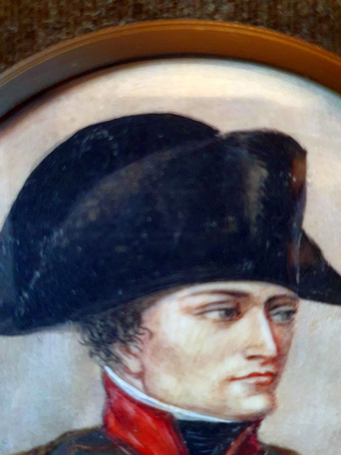Miniature Medallion  Portrait Napoleon Ier Ivory Painted photo furniture