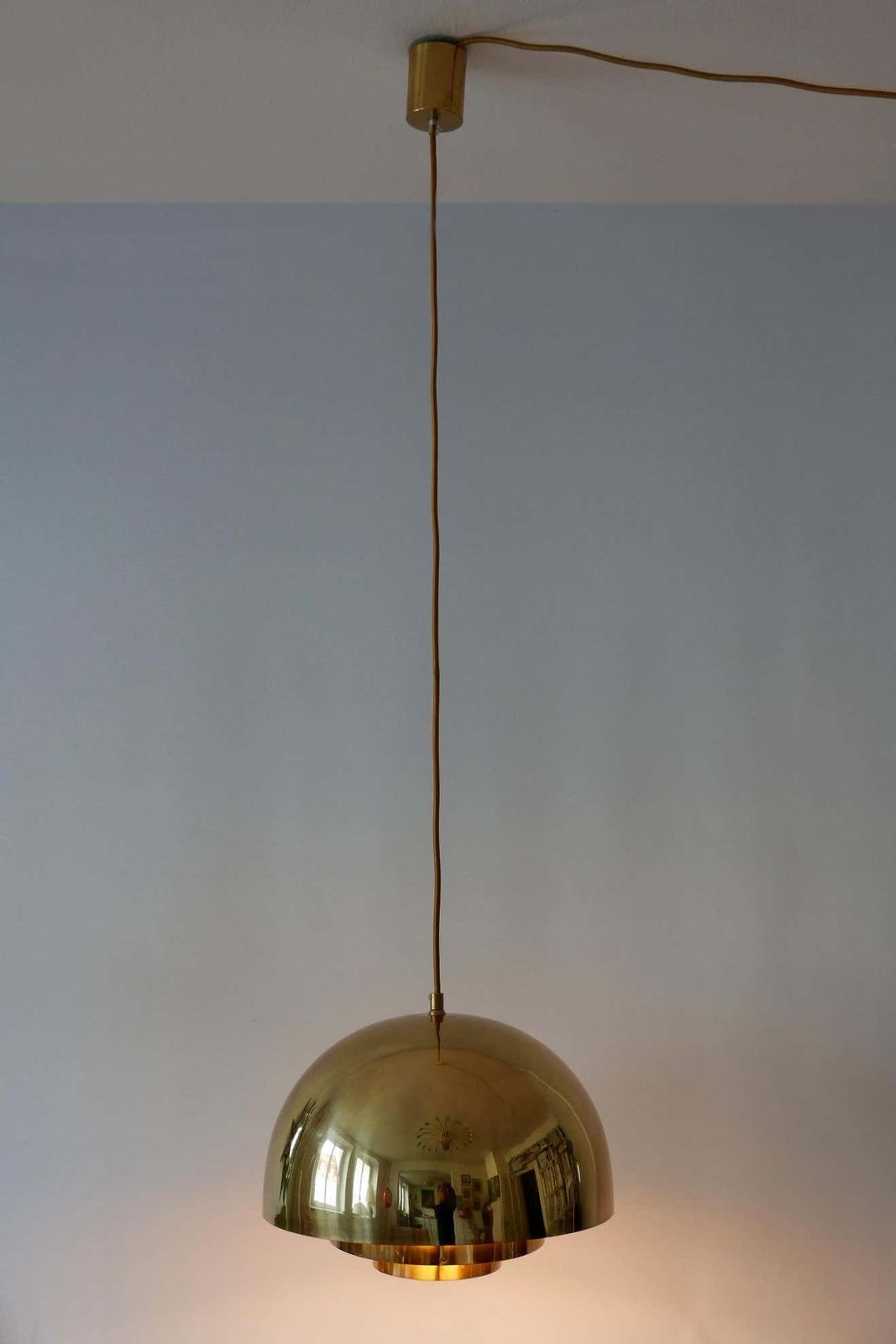 Brass Pendant Lamp Dome By Vereinigte Werkstätten München In 1960s, Germany photo vinterior