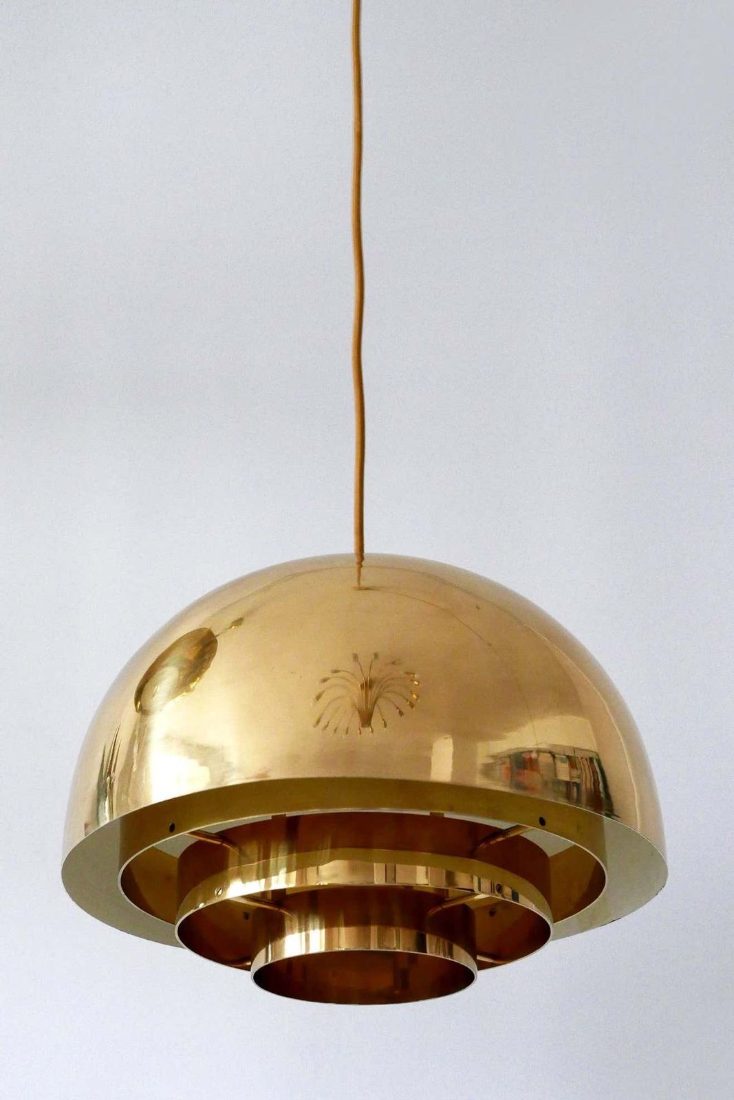 Brass Pendant Lamp Dome By Vereinigte Werkstätten München In 1960s, Germany photo buy