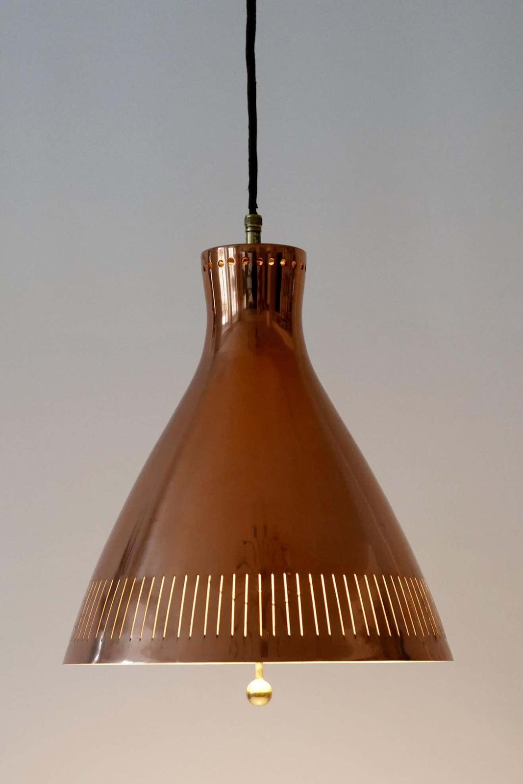 Mid Century Modern Copper Pendant Lamp By Vereinigte Werkstätten 1960s Germany photo furniture