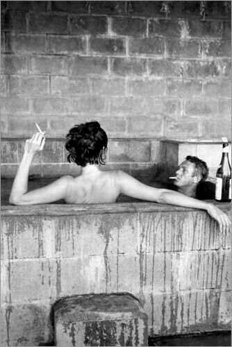 Steve Mcqueen And Neile Adams Hot Tub Framed In White