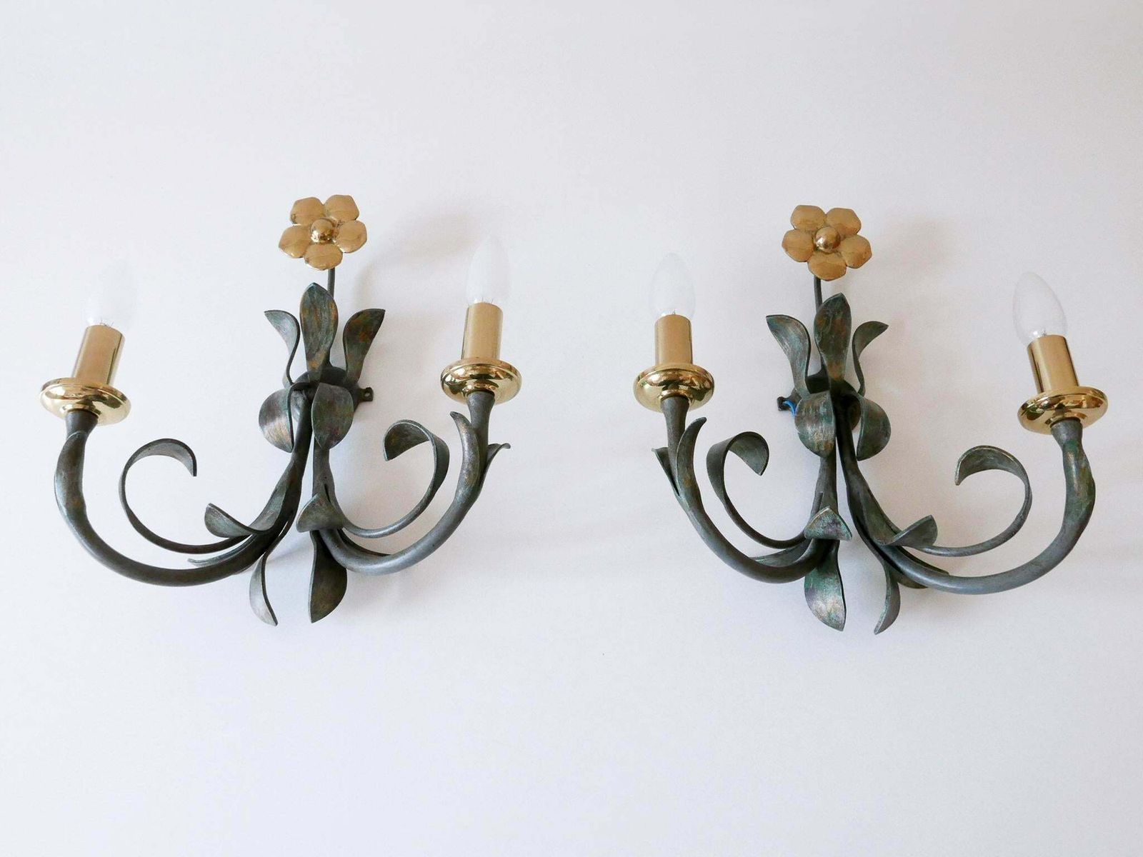 Set Of Two Brass & Metal Flush Mount Or Sconces By Hans Möller, Germany, 1970s photo for sale