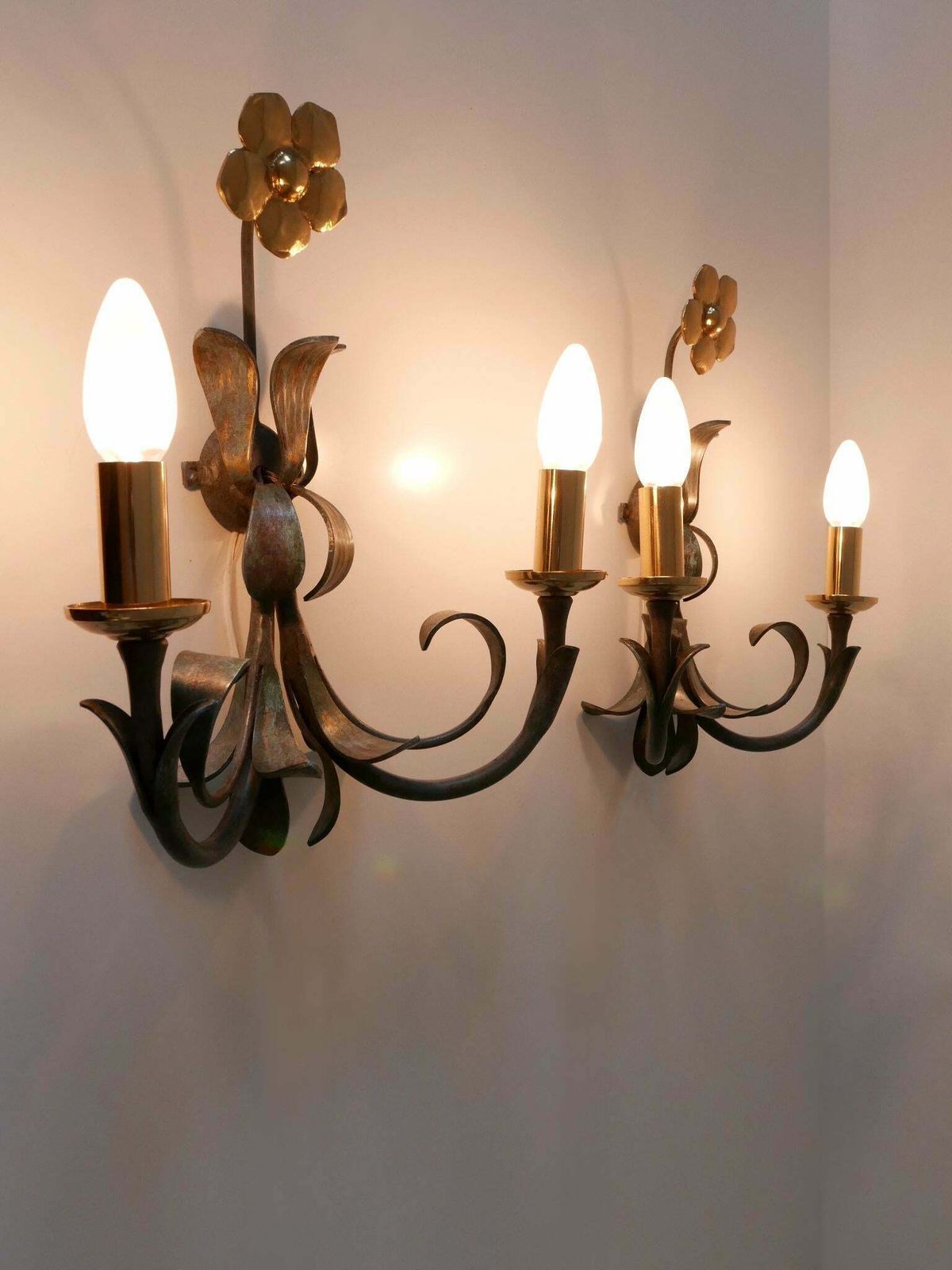 1089.0 Set Of Two Brass & Metal Flush Mount Or Sconces By Hans Möller, Germany, 1970s photo