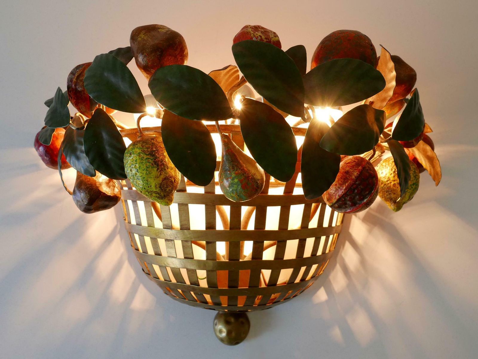 Lovely Mid Century Modern Sconce Fruit Basket By Lucienne Monique Italy, 1960s photo furniture