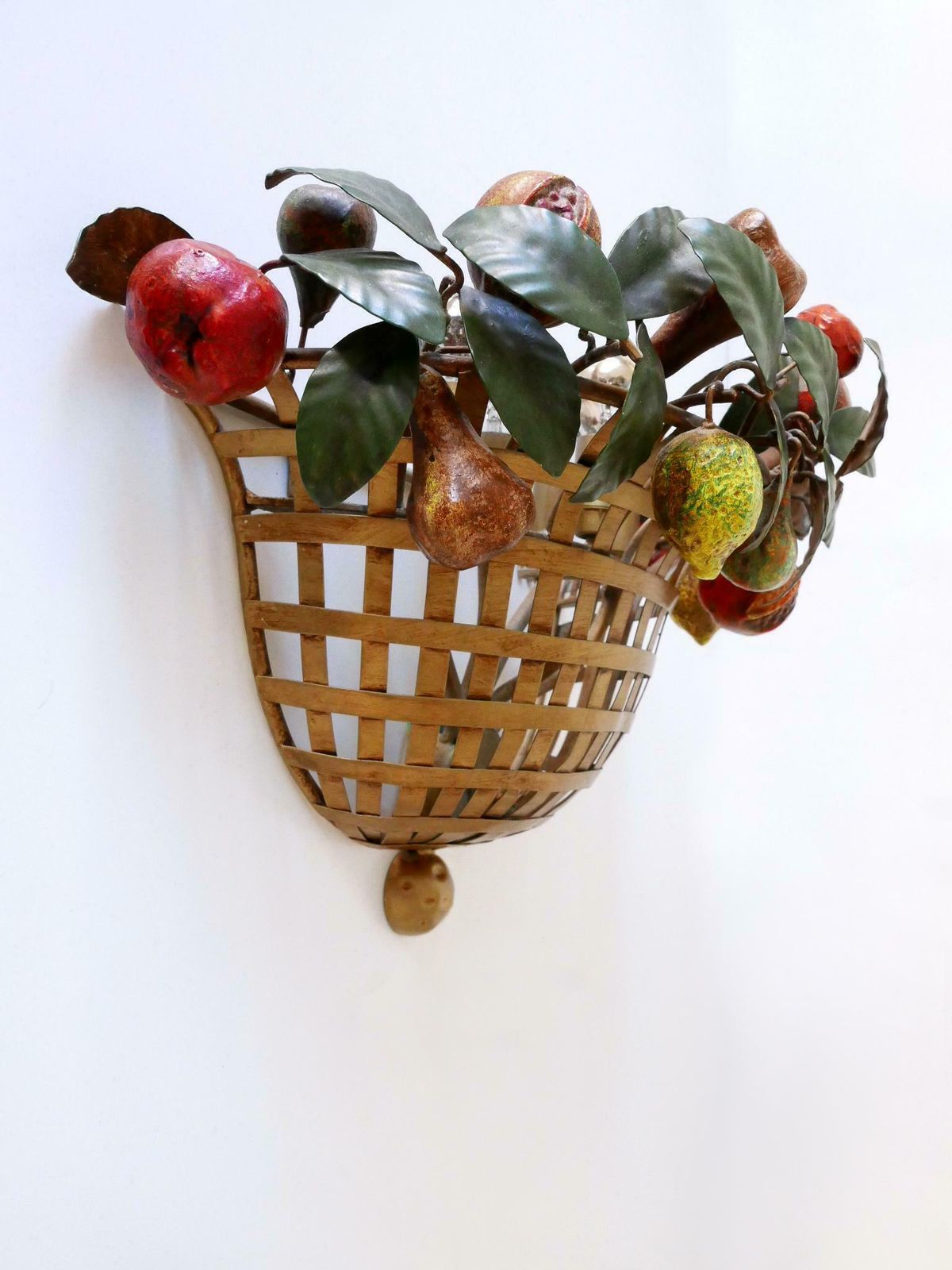 Lovely Mid Century Modern Sconce Fruit Basket By Lucienne Monique Italy, 1960s photo 2269.0