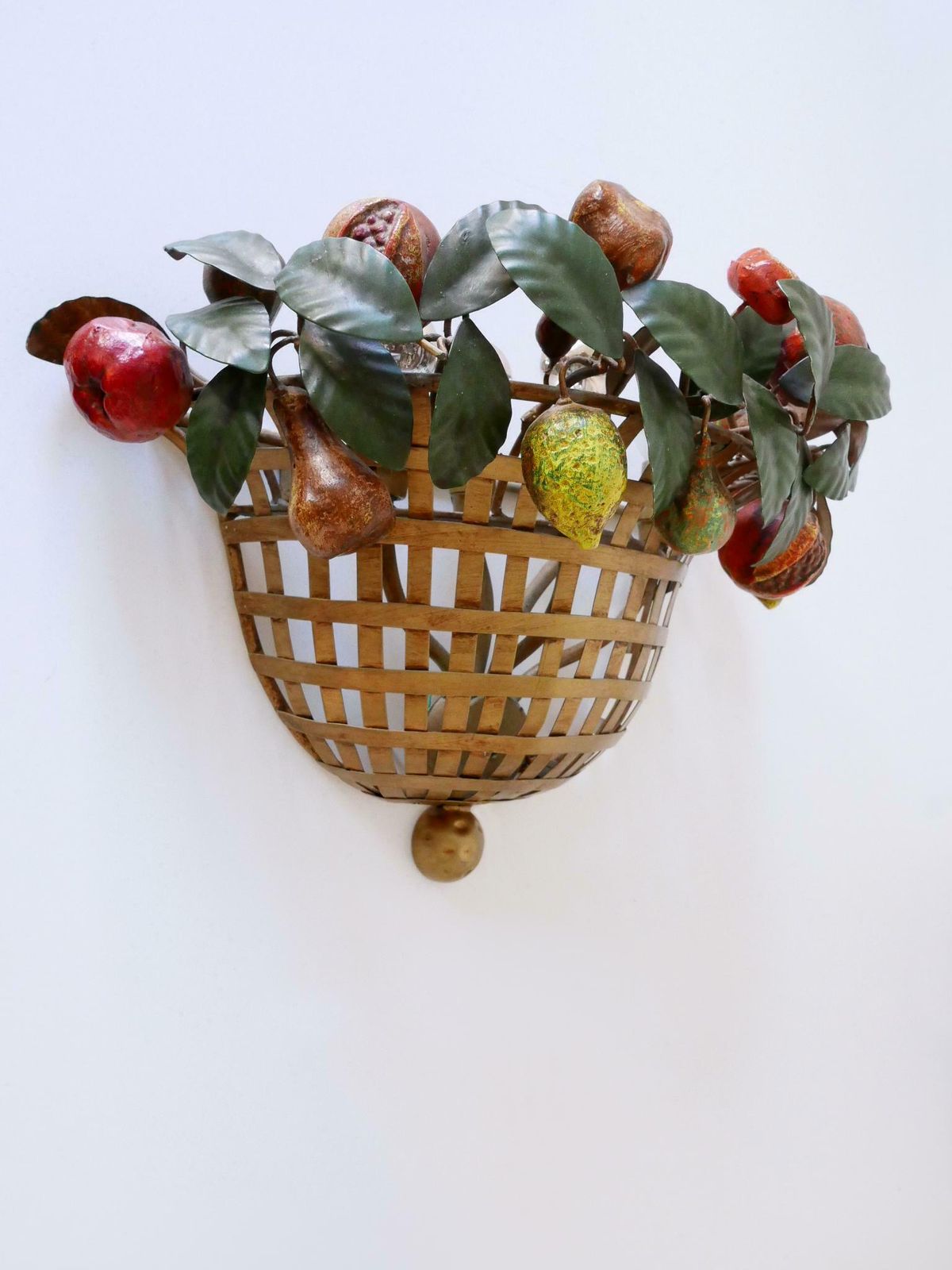 Lovely Mid Century Modern Sconce Fruit Basket By Lucienne Monique Italy, 1960s photo buy