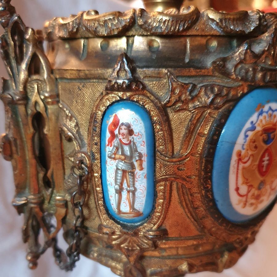 Neo Gothic Covered Cup In Bronze With Sevres Porcelain Medallions Circa 1850 photo vinterior