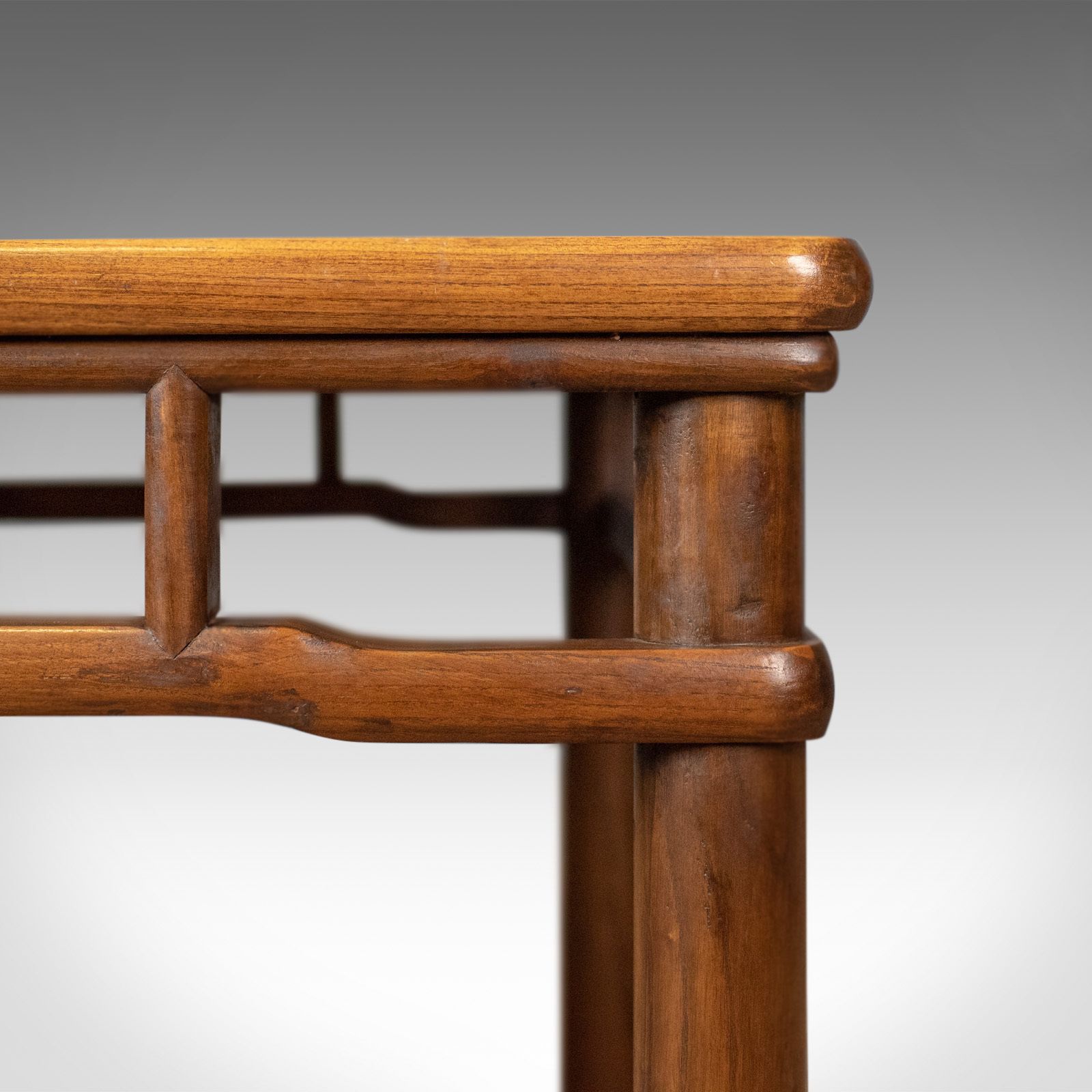 Chinese Elm And Rattan Coffee Table, Side, Lamp, Late 20th Century photo vinterior