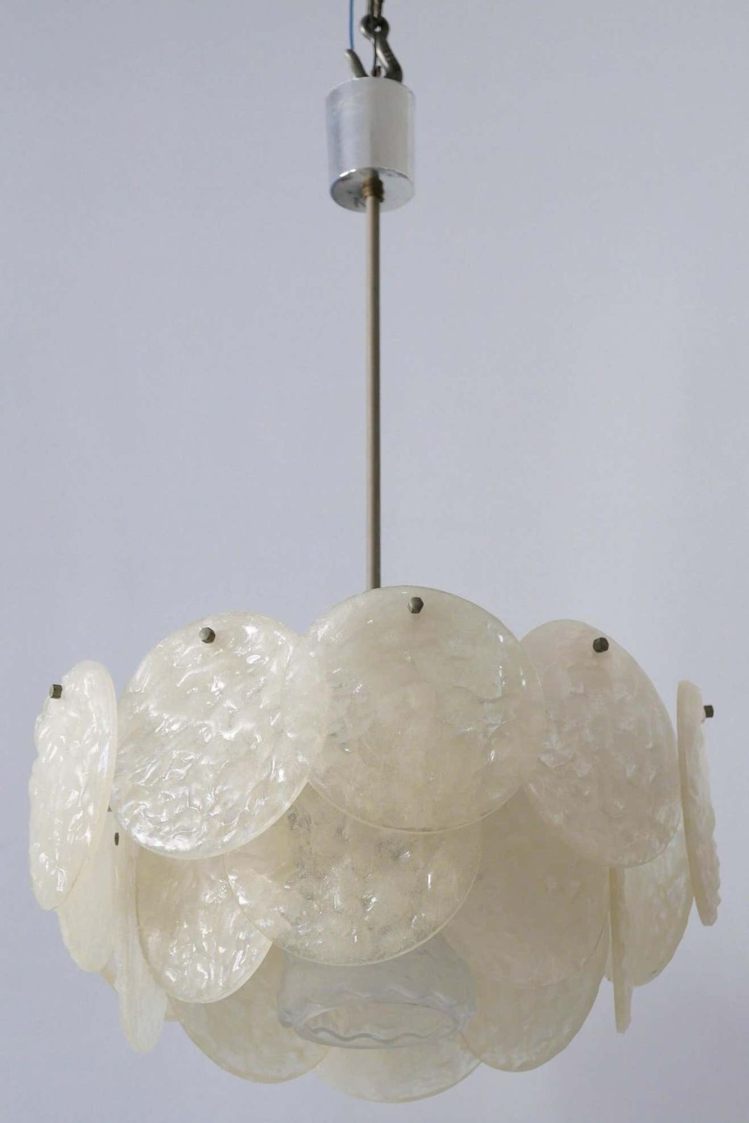 photo buy Mid Century Modern Chandelier Or Pendant Lamp With Textured Acrylic Discs, 1960s