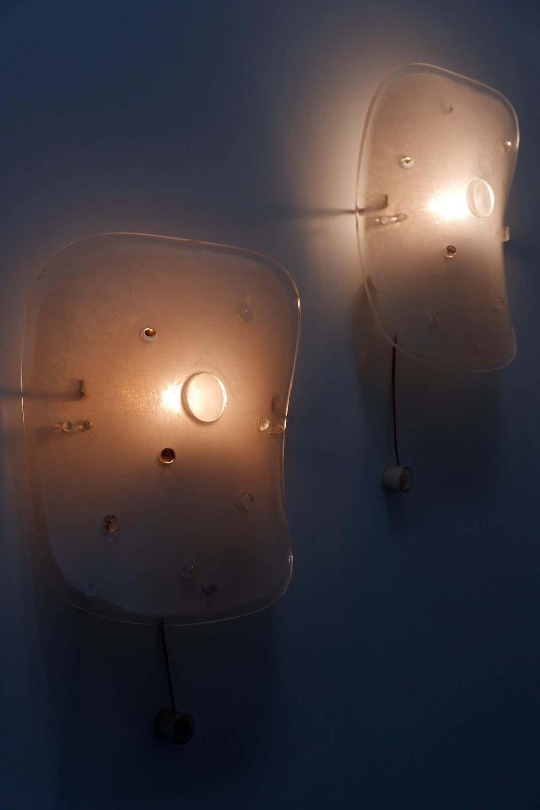 photo furniture Set Of Two Mid Century Modern Lucite Wall Lamps Sconces By Rupert Nikoll, 1960s