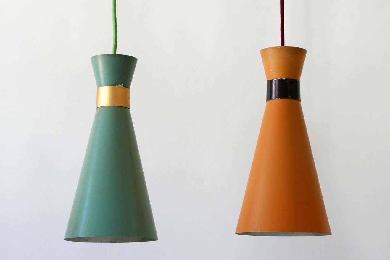 Set Of Two Mid Century Modern Diabolo Pendant Lamps By Bünte & Remmler, 1950s photo furniture