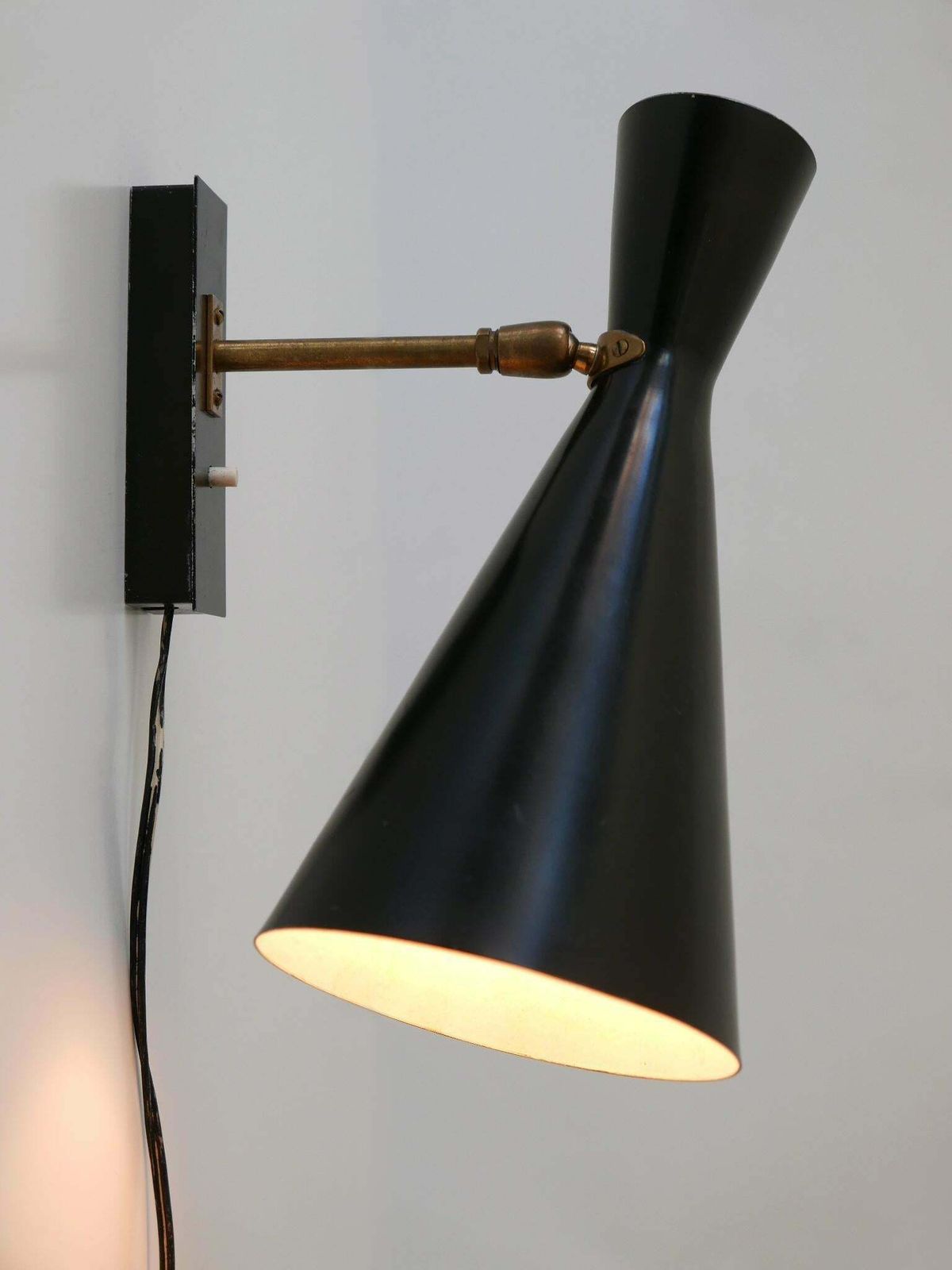 photo for sale Rare And Elegant Mid Century Modern Diabolo Sconce By Bag Turgi Switzerland 1950s