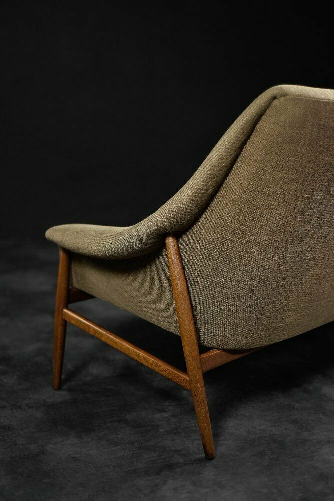 photo furniture Mid Century Scandinavian Modern Two Seater Sofa In Brown Fabric From Ikea, 1961
