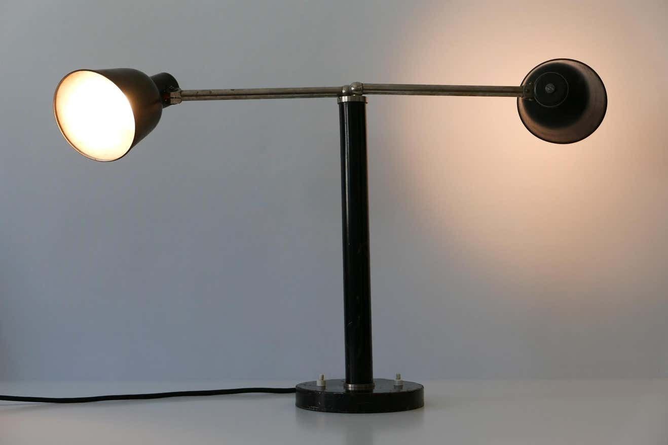 Rare Two Armed Bauhaus Table Lamp By Christian Dell For Bünte & Remmler 1930s photo 4084.0