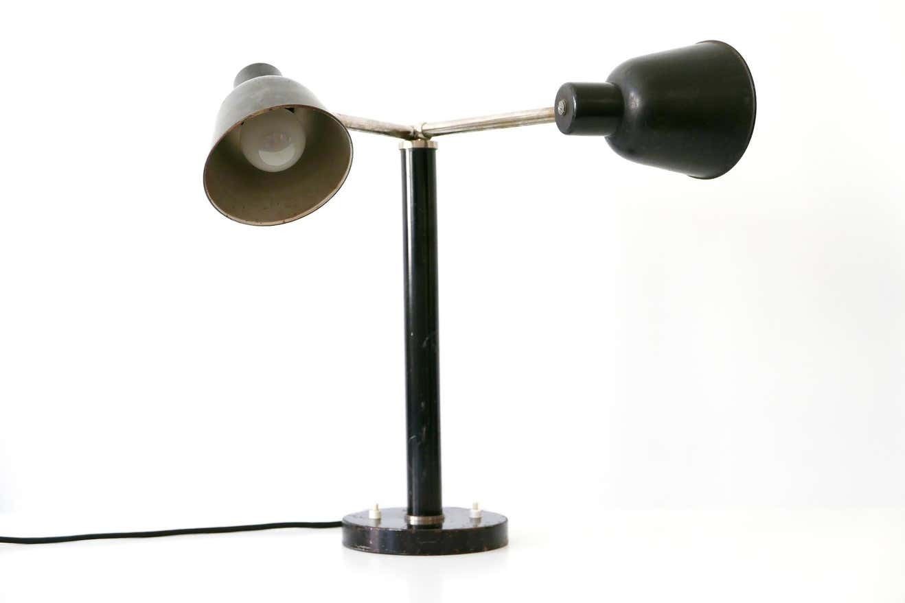 photo for sale Rare Two Armed Bauhaus Table Lamp By Christian Dell For Bünte & Remmler 1930s