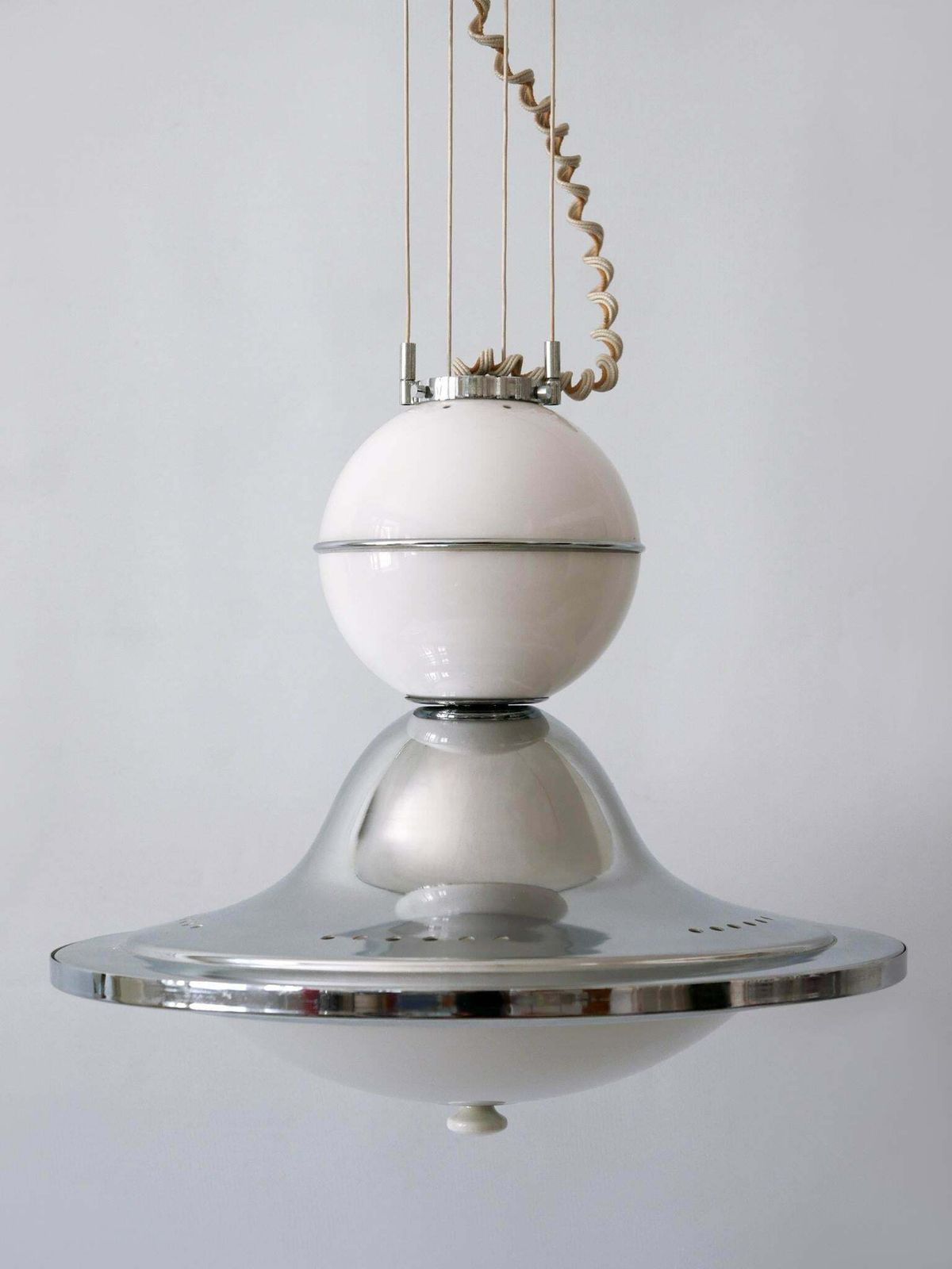 Rare And Large Mid Century Modern Counterweight Pendant Lamp Ufo Italy 1960s photo 3177.0