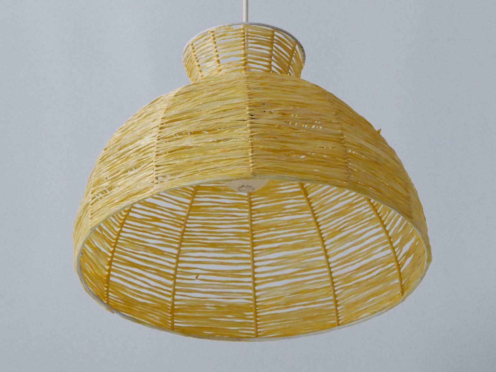 photo buy Mid Century Modern Raffia Bast Pendant Lamp Or Hanging Light Germany 1970s