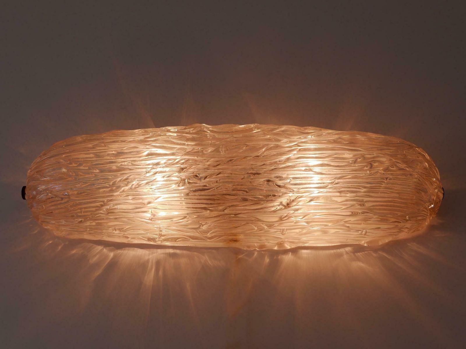 Elegant Mid Century Modern Iridescent Murano Glass Ceiling Lamp Or Sconce 1950s photo vinterior
