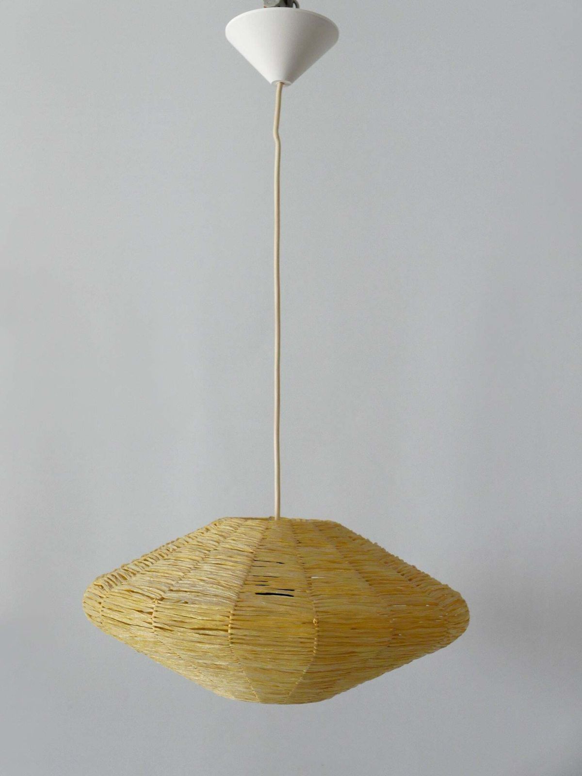 photo vintage Rare Mid Century Modern Raffia Bast Pendant Lamp Or Hanging Light Germany 1970s