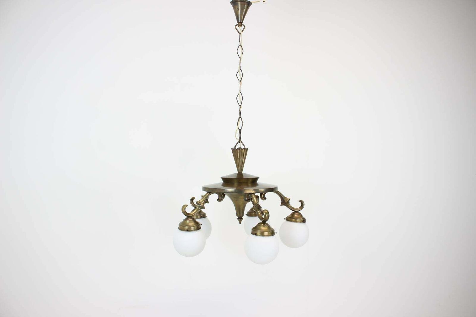 Art Deco Large 5 Flamming Chandelier, 1930s photo 1555.0