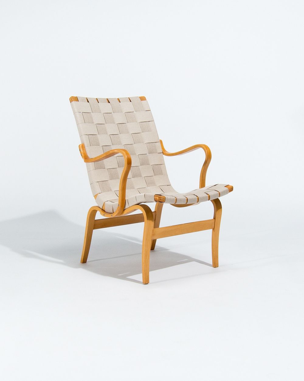 Bruno Mathsson Eva Armchairs In Beech & Linen, Mid Century Swedish Design 1960’s photo for sale