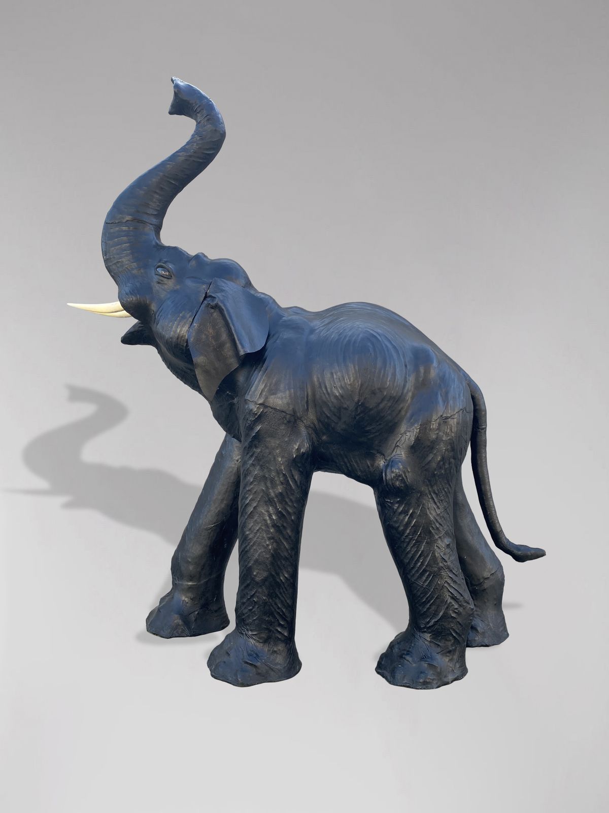 Stunning Pair Of 20th Century Tall Leather Elephants photo 4400.0
