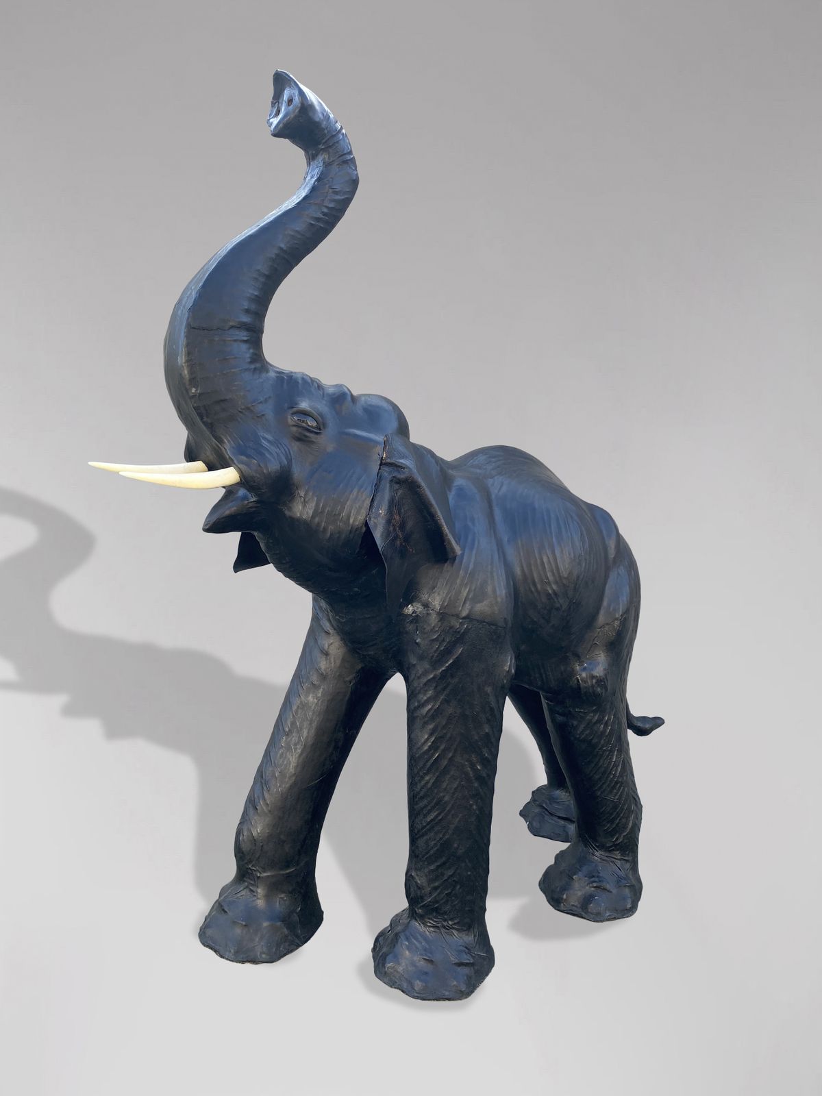 Stunning Pair Of 20th Century Tall Leather Elephants photo buy