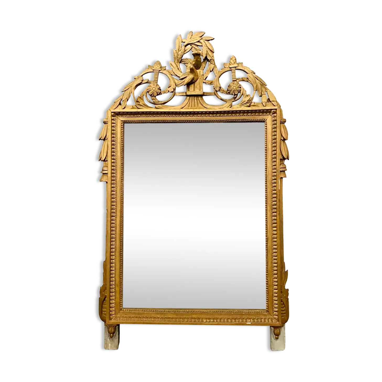 Louis XVI Style Mirror In Wood And Gilded Stucco, 19th Century