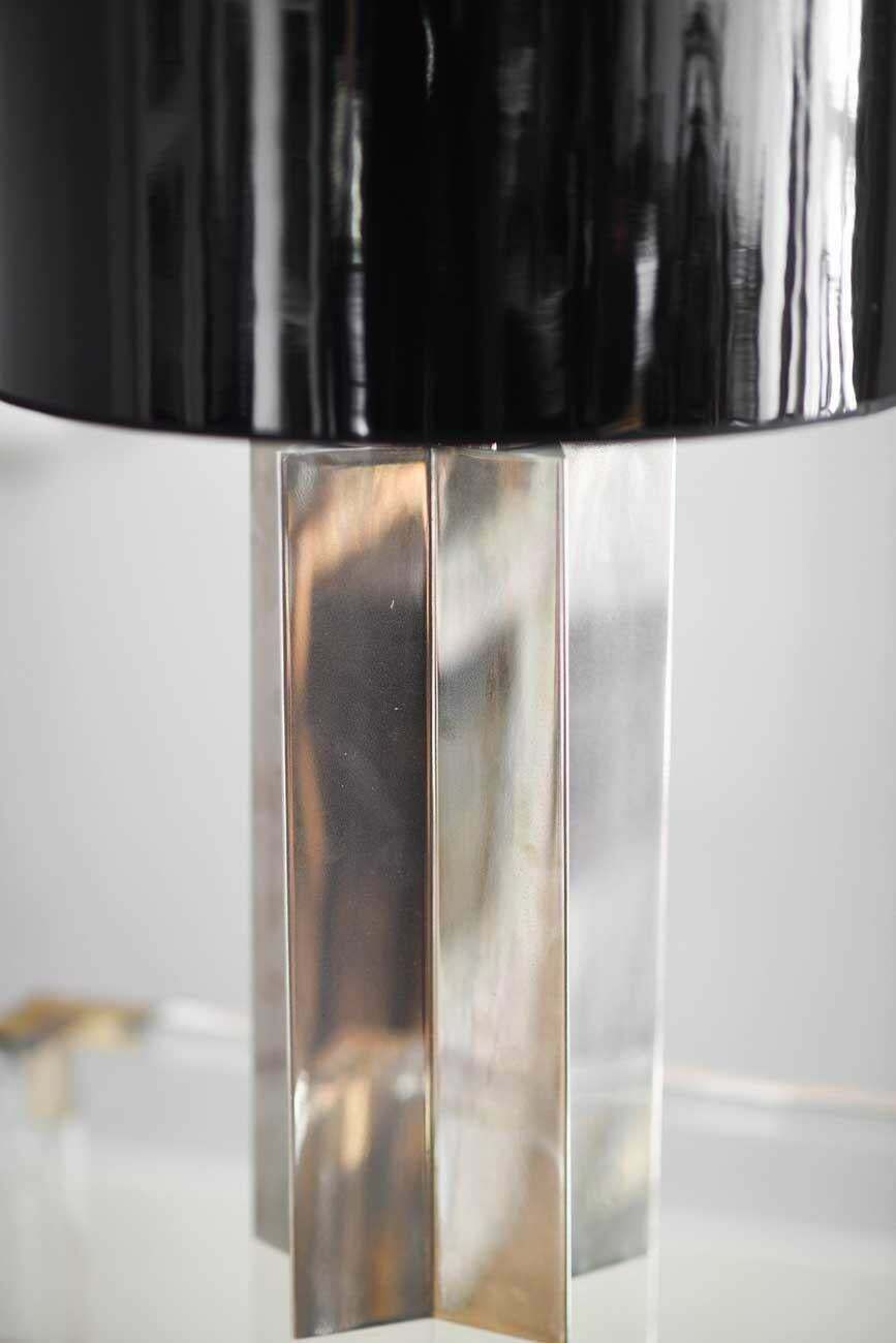 70s Lamp Made Of Chromed Metal And Vinyl photo for sale