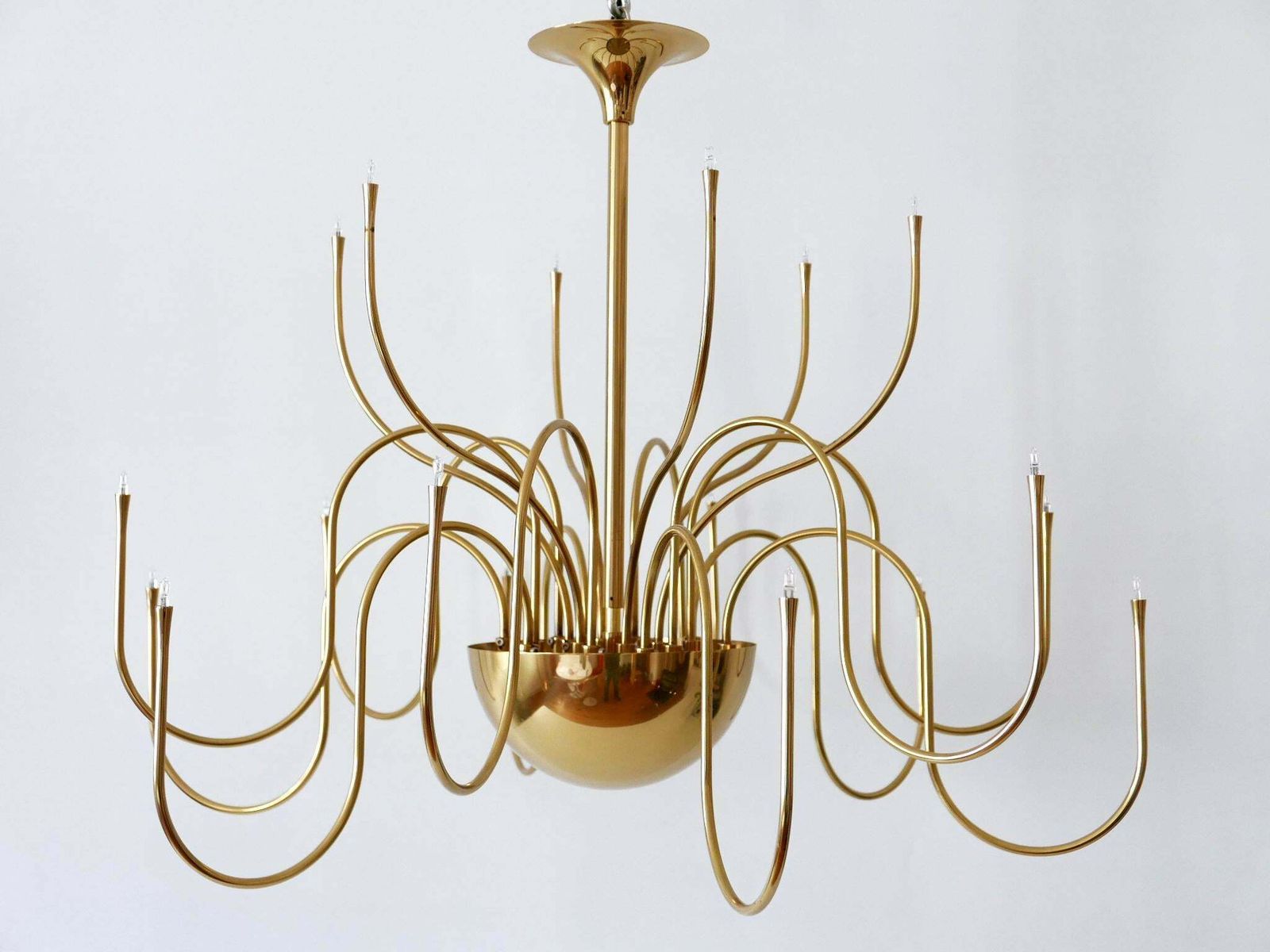 Elegant Brass Chandelier Or Pendant Lamp Mesa 18 By Florian Schulz Germany 1990s photo for sale