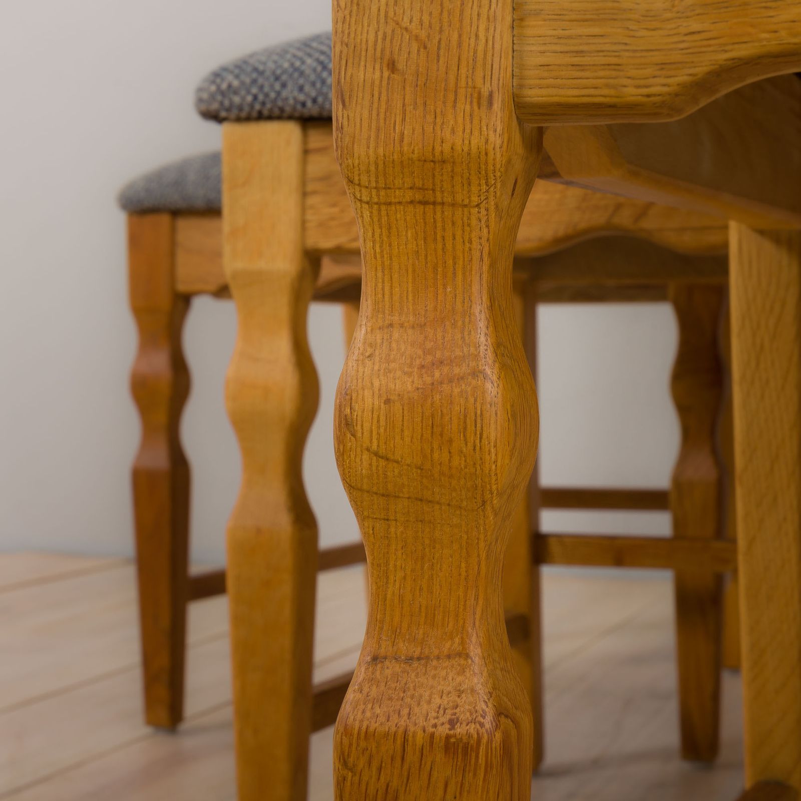 Danish Set Of Six Oak Razor Chairs, H. Kjærnulf For Eg Kvalitetsmøbler 1960s photo Furniture