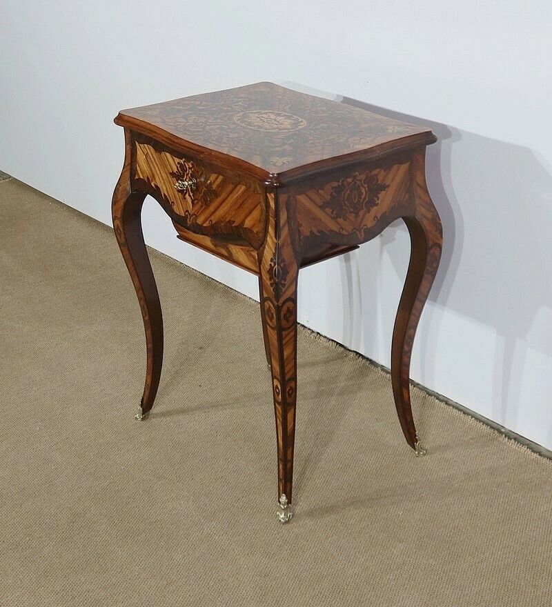 Exceptional Worker In Louis XV Marquetry, Napoleon III Period, 19th Century photo furniture