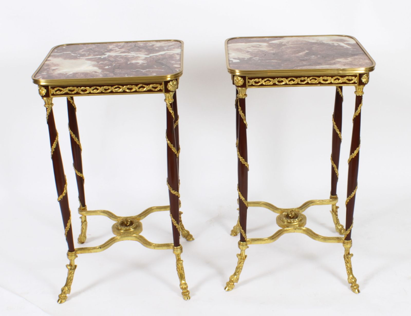 Vintage Pair Of French Louis Revival Ormolu Mounted Occasional Tables 20th C photo furniture