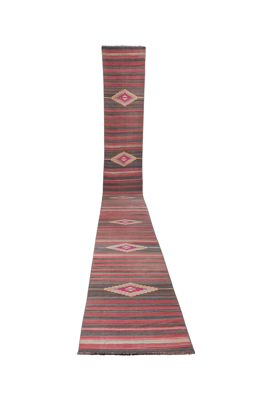 Vintage Striped Turkish Kilim Runner   Stair Tread