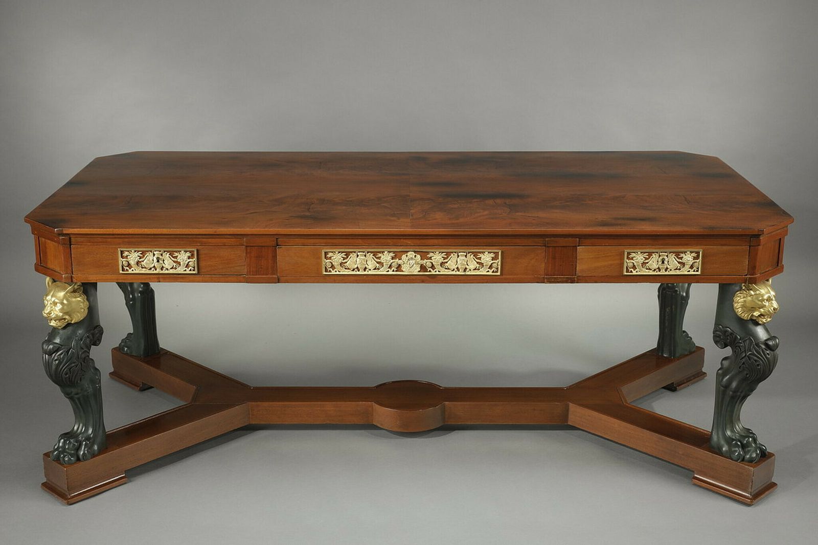 Mahogany, Mahogany Veneer And Bronze Middle Table, Egyptian Return Style photo 16335.0