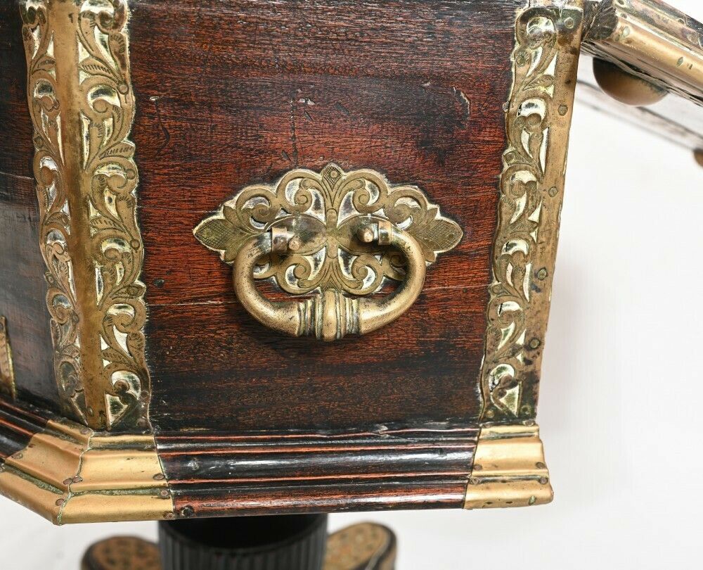 photo for sale Indian Dowry Chest Cabinet Hindhu Antiques Brass