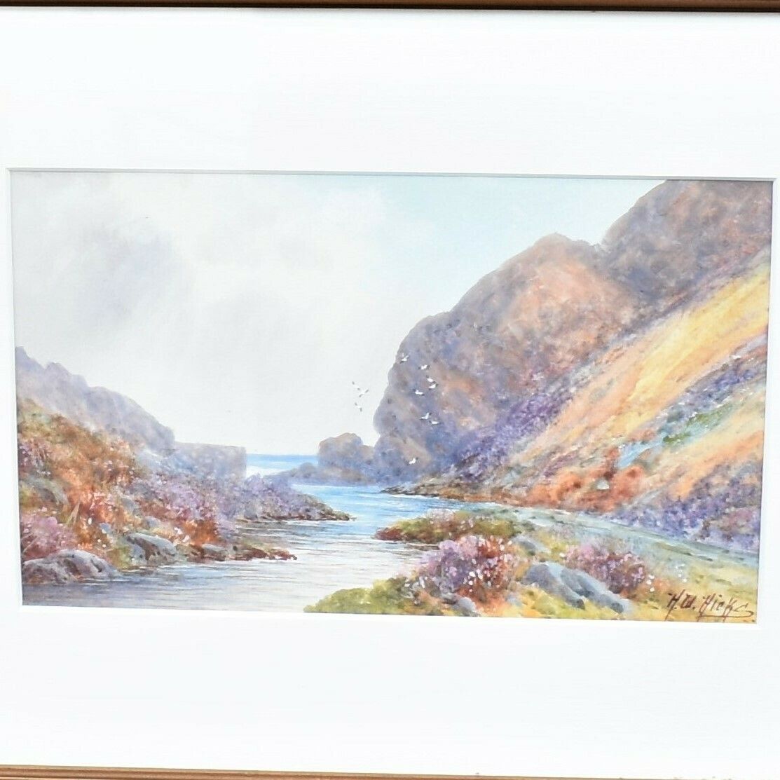 photo furniture Antique 1920s Herbert Hicks Watercolour Dartmoor Coastal Riverscape Painting