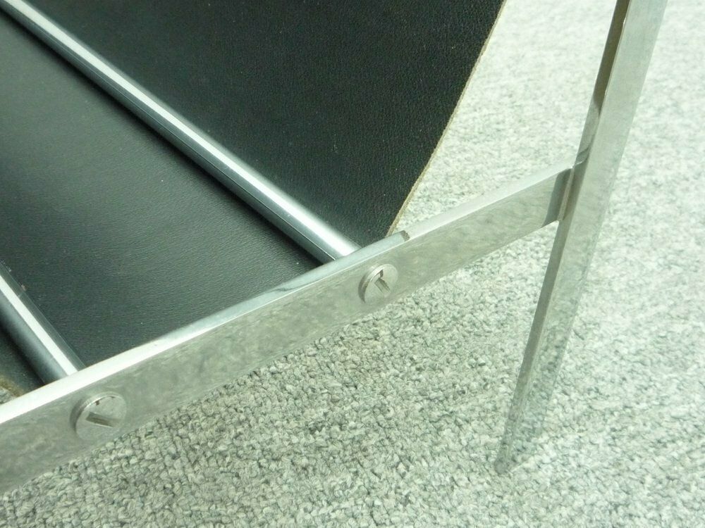 Chrome And Leather Magazine Rack, 1960s photo buy