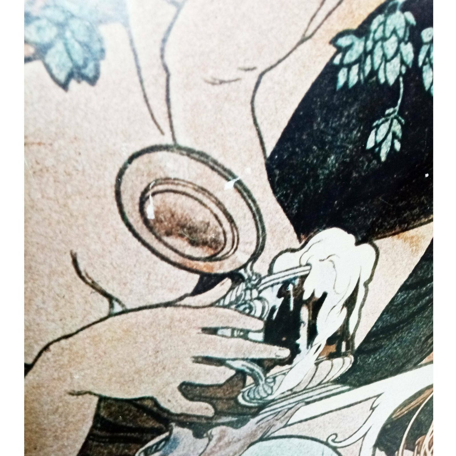 50's Large Vintage Bieres De La Meuse Print On Board   Alphonse Mucha   French Art Nouveau 1897 Fine Art Advertisement   Wall Hanging  29.5" photo Art